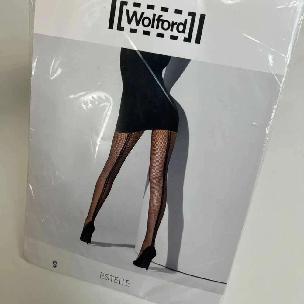 Wolford Estelle Fishnet Tights Black Double Back Seam Small NIB Made in Austria